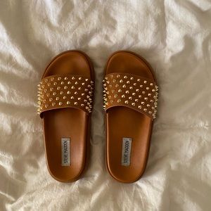Steve Madden studded platform slides